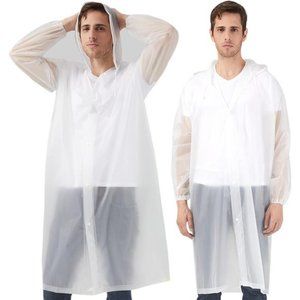 AIDEGER EVA Rain Ponchos for Adults/Kids, 2 Pack Reusable Raincoats with Hoods a